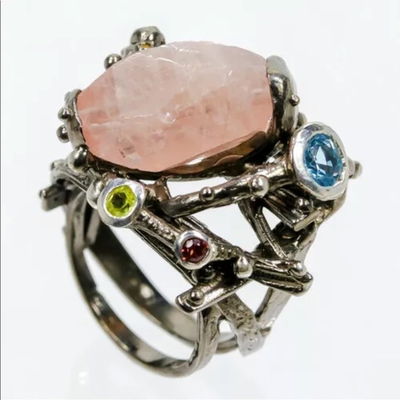 12+ carat natural Morganite ring size 7.5 artisan crafted OOAK - Picture 2 of 6